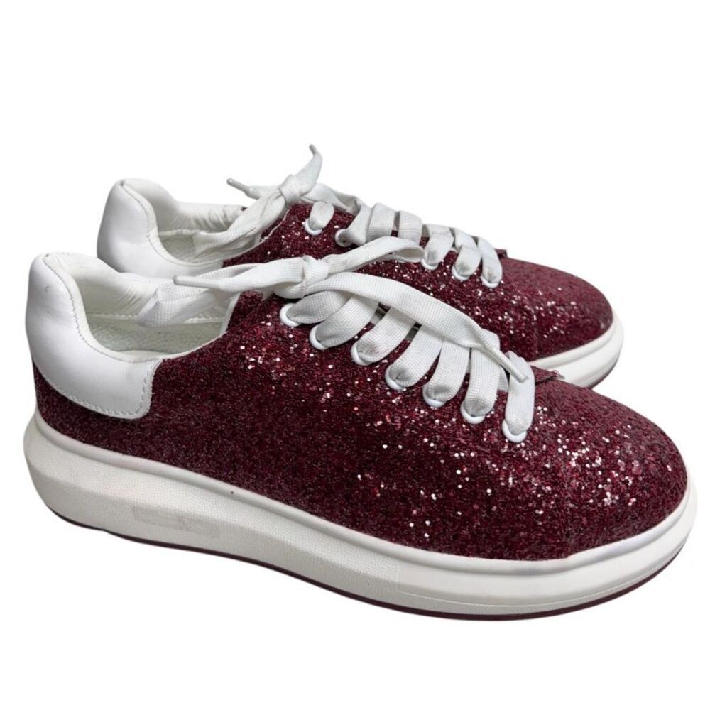 Blondo Sneakers Size 8.5 Leather Waterproof Glitter Fashion‎ Shoes Diva